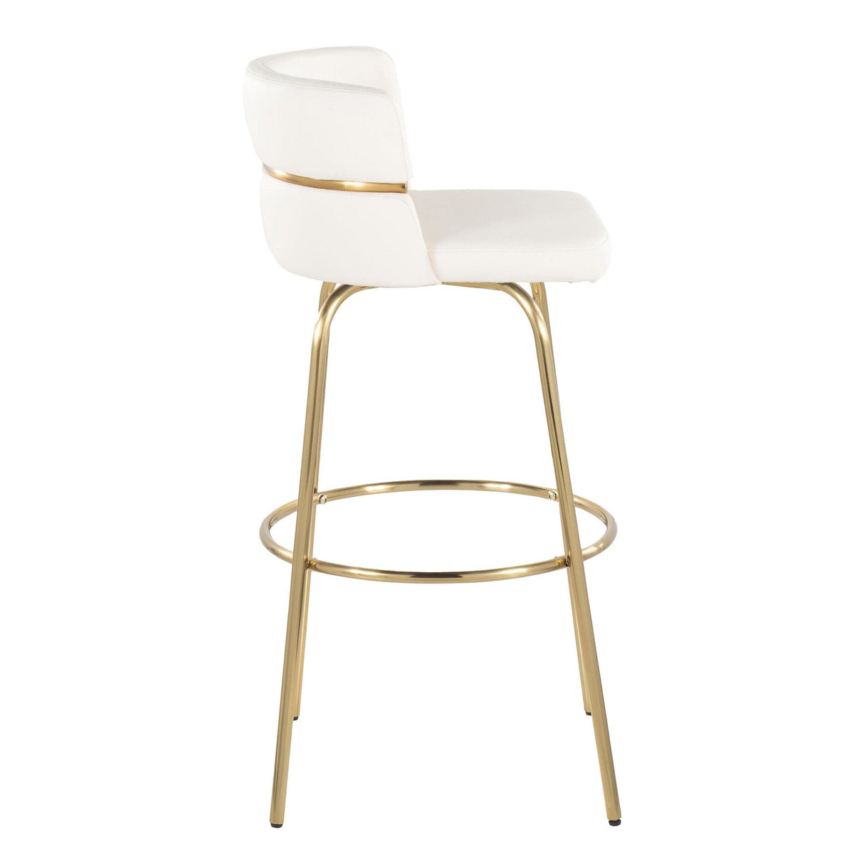 Cinch - 30" Fixed-Height Barstool With Swivel And Round Footrest (Set of 2) - Gold Metal