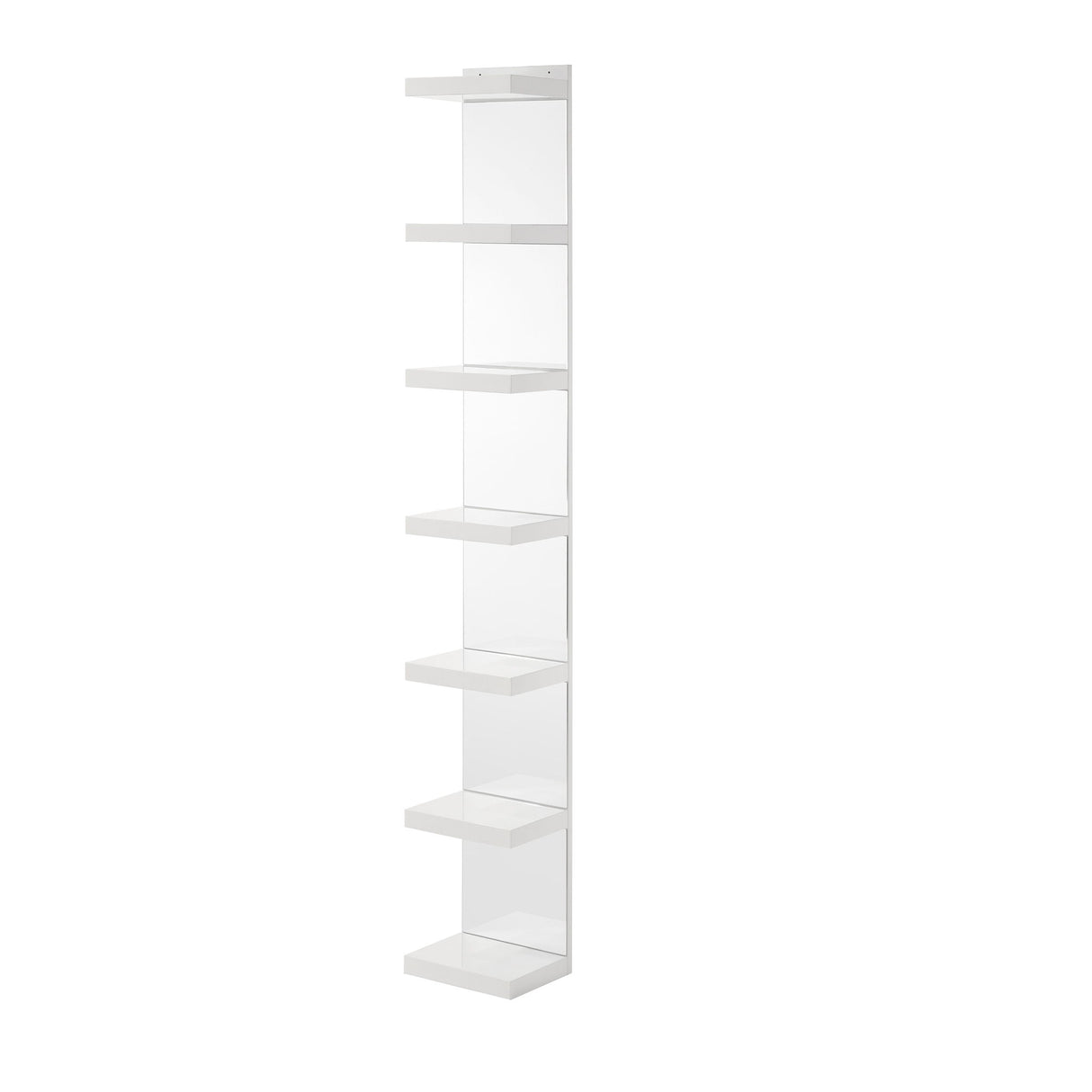 Glam Open Shelving Rack With Mirrored Back For Living Room - Cream / White
