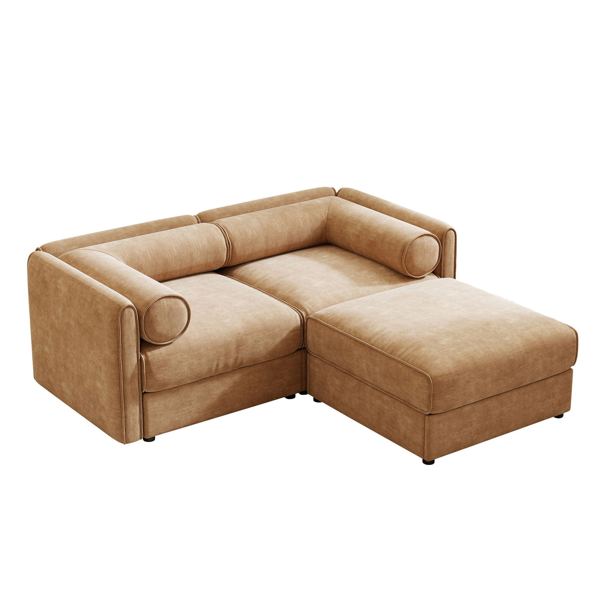 Contemporary Elegant White Chenille Sofa With Storage And Ottoman