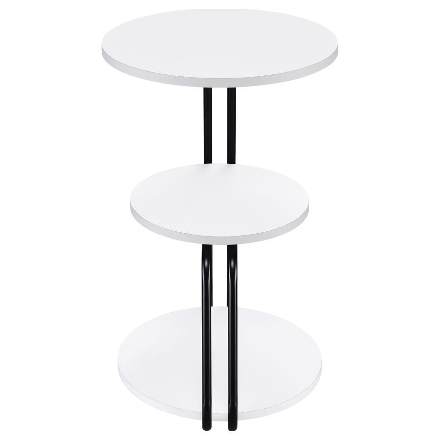 Hilly - 3-Tier Round Accent Side Table - White And Black