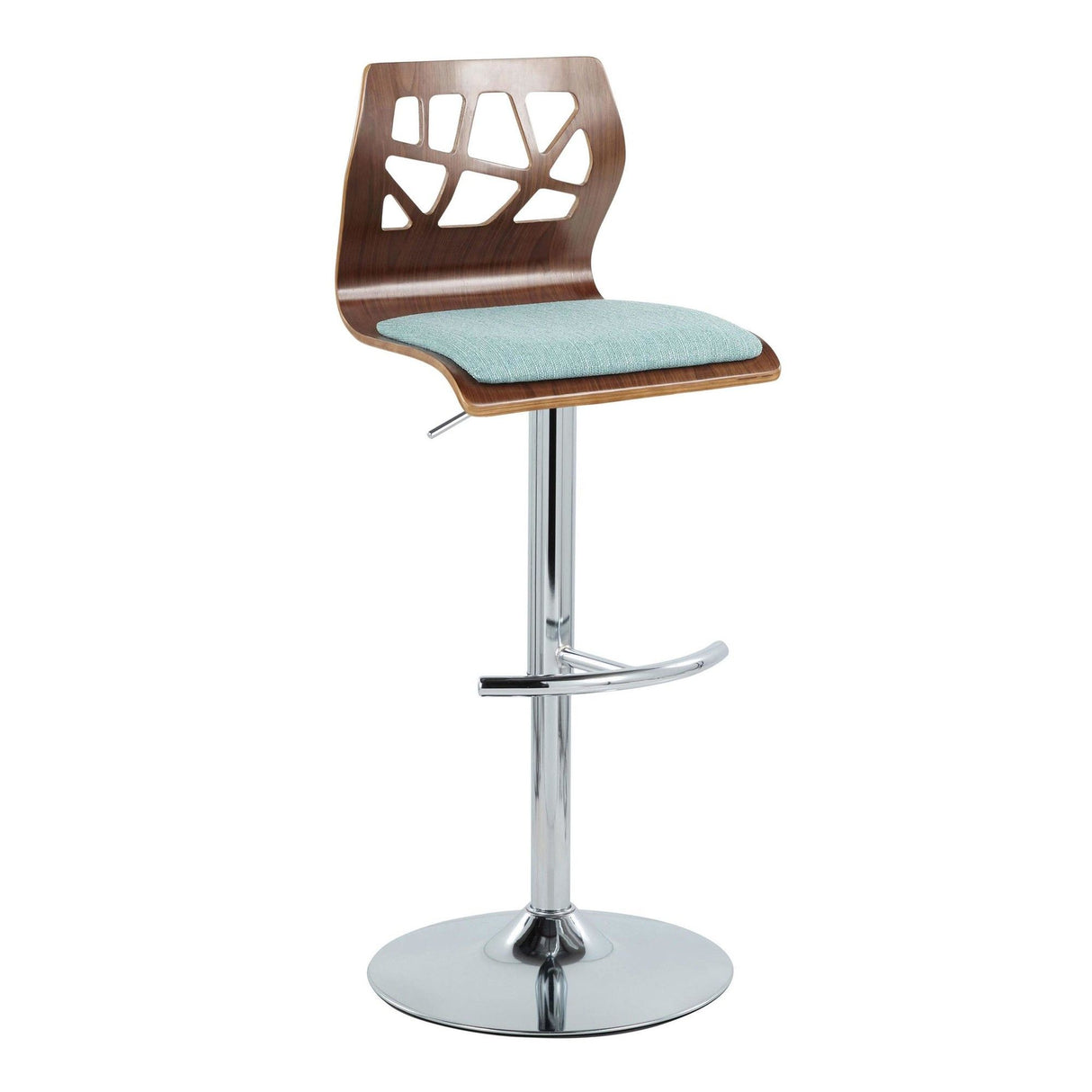 Folia - Adjustable Swivel Barstool (Set of 2) - Chrome Metal And Walnut Back