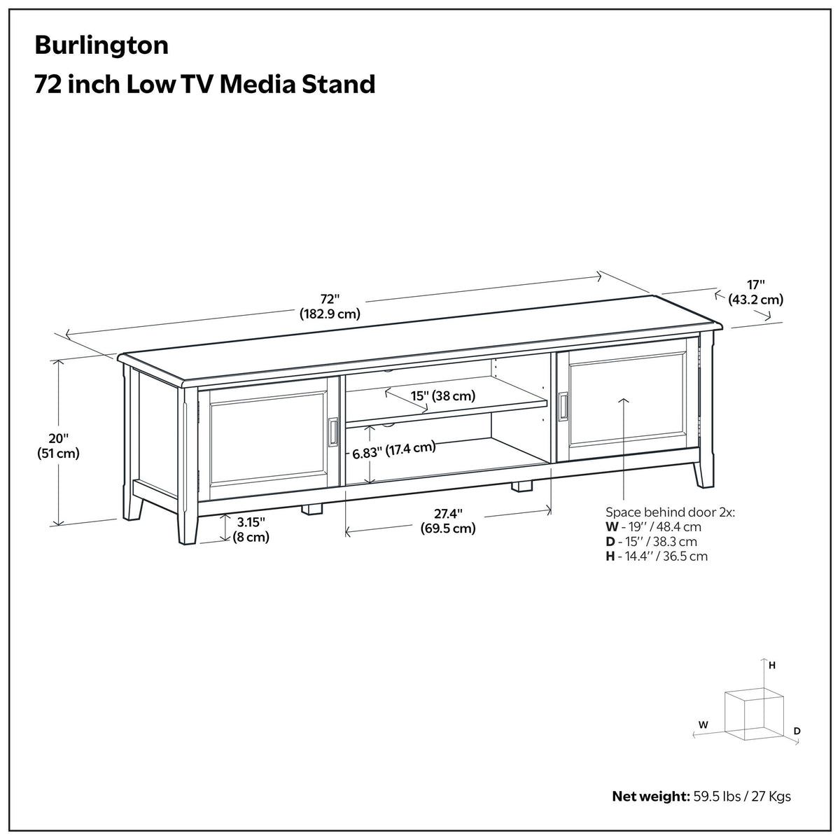 Burlington - Low TV Media Stand - Mahogany