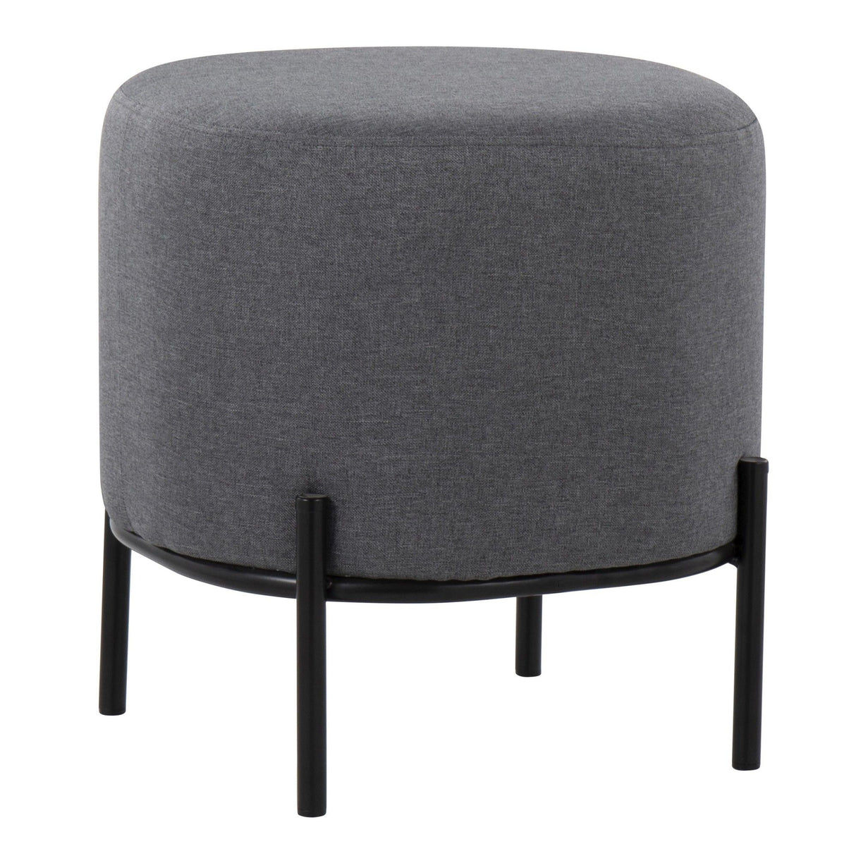 Daniella - Contemporary Foot Stool - Black Metal And Gray Fabric