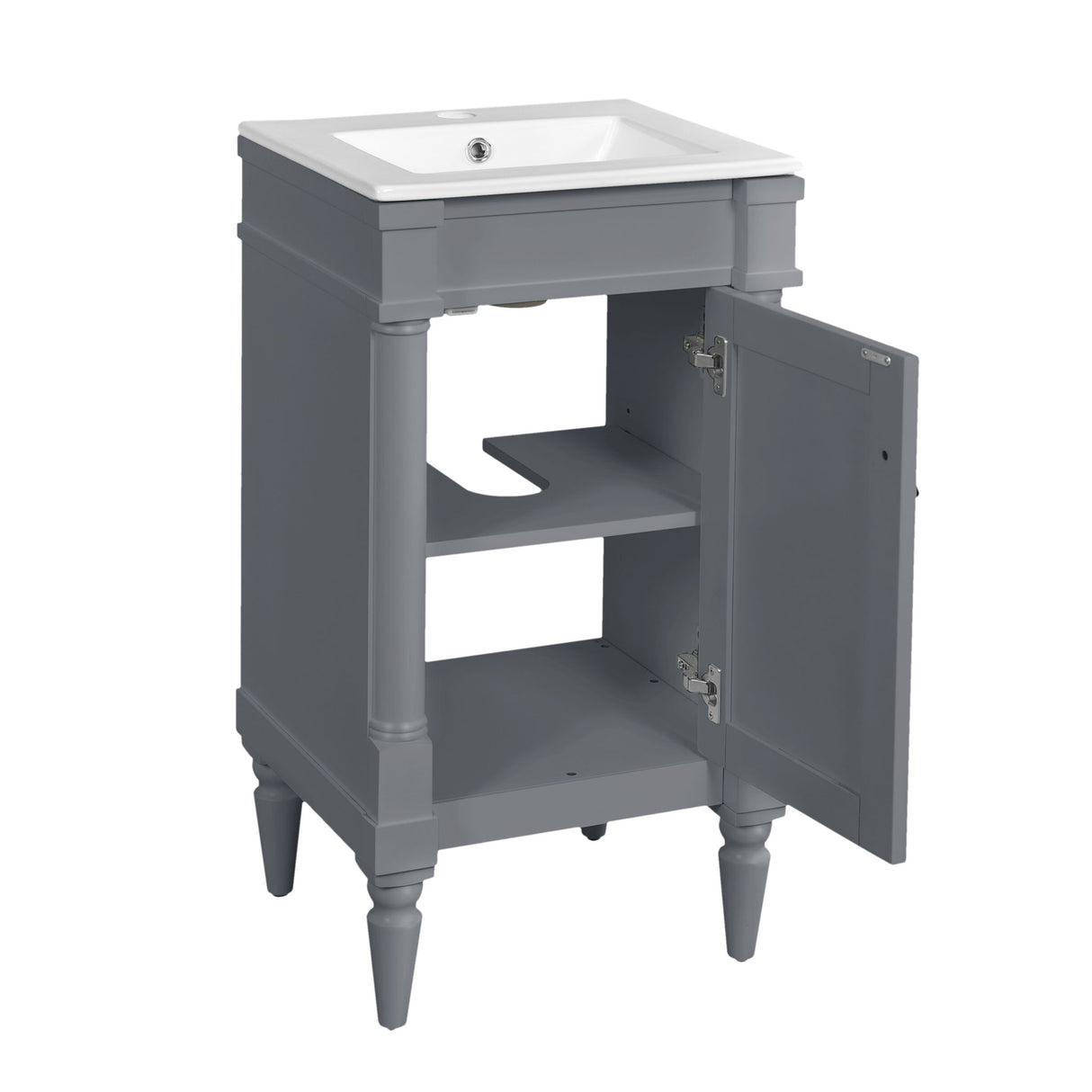 Bathroom Vanity With Sink, Storage Cabinet With Door, Drop In Sink, Compact Freestanding Design