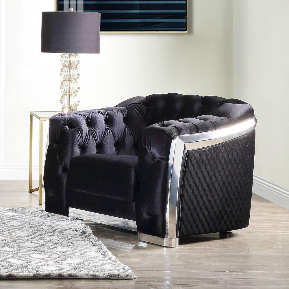 Pyroden - Chair - Black Velvet & Chrome