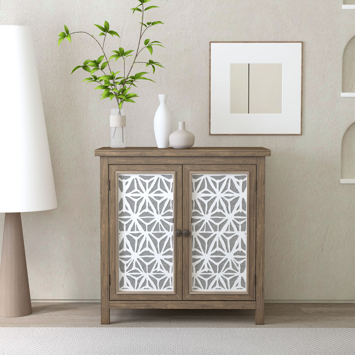 Storage Cabinet, Organizer - Brown Antique White