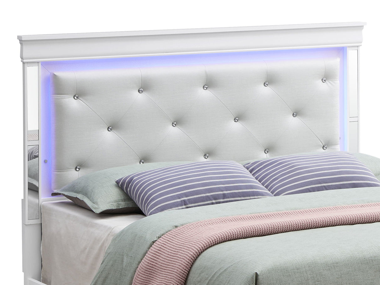 Bed With LED Light Accents Headboard