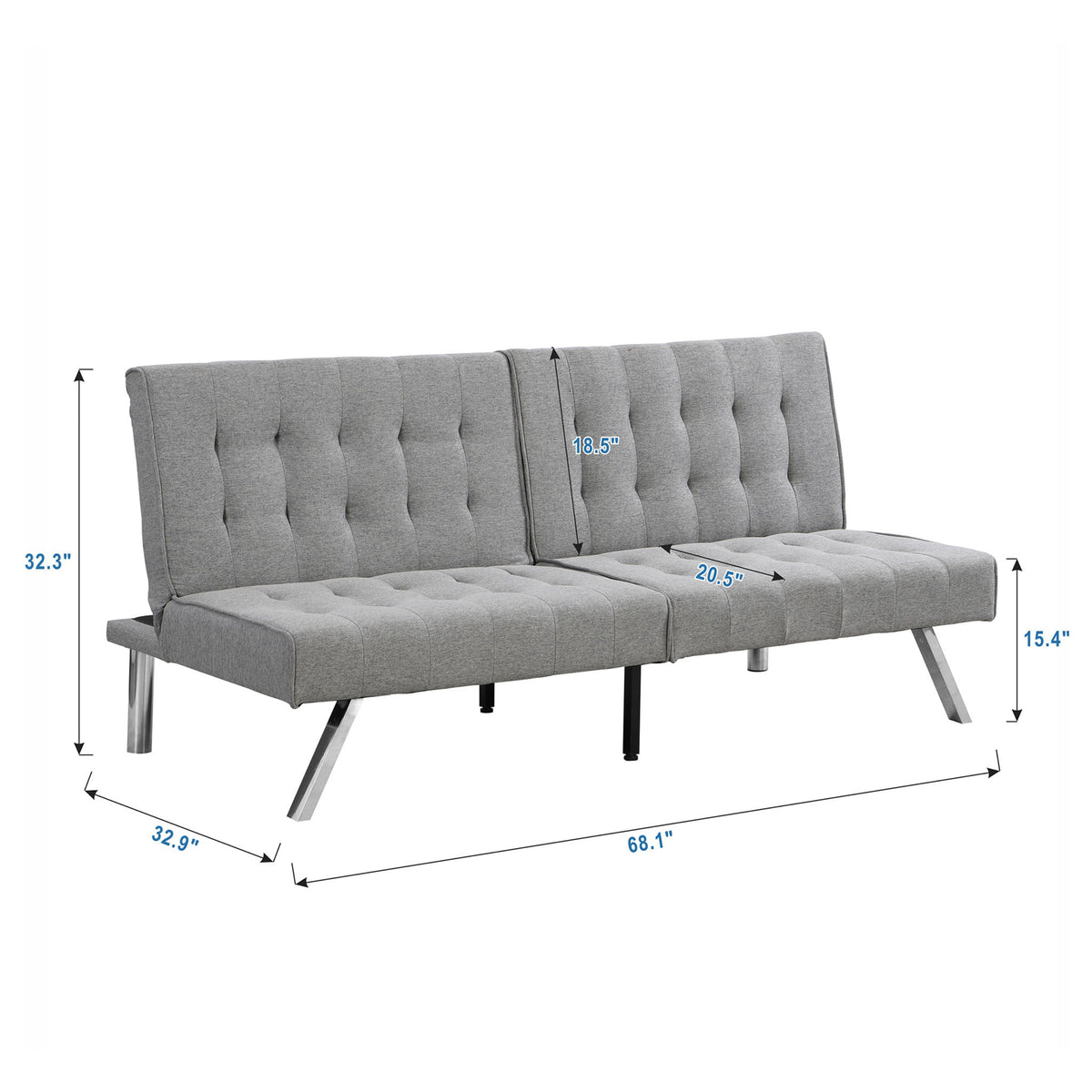 Comfortable Futon Sofa Bed - Gray
