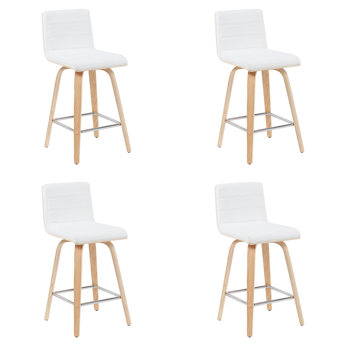 Vienna - Modern Counter Height Swivel Bar Stool - Patterned Oak Wood Frame