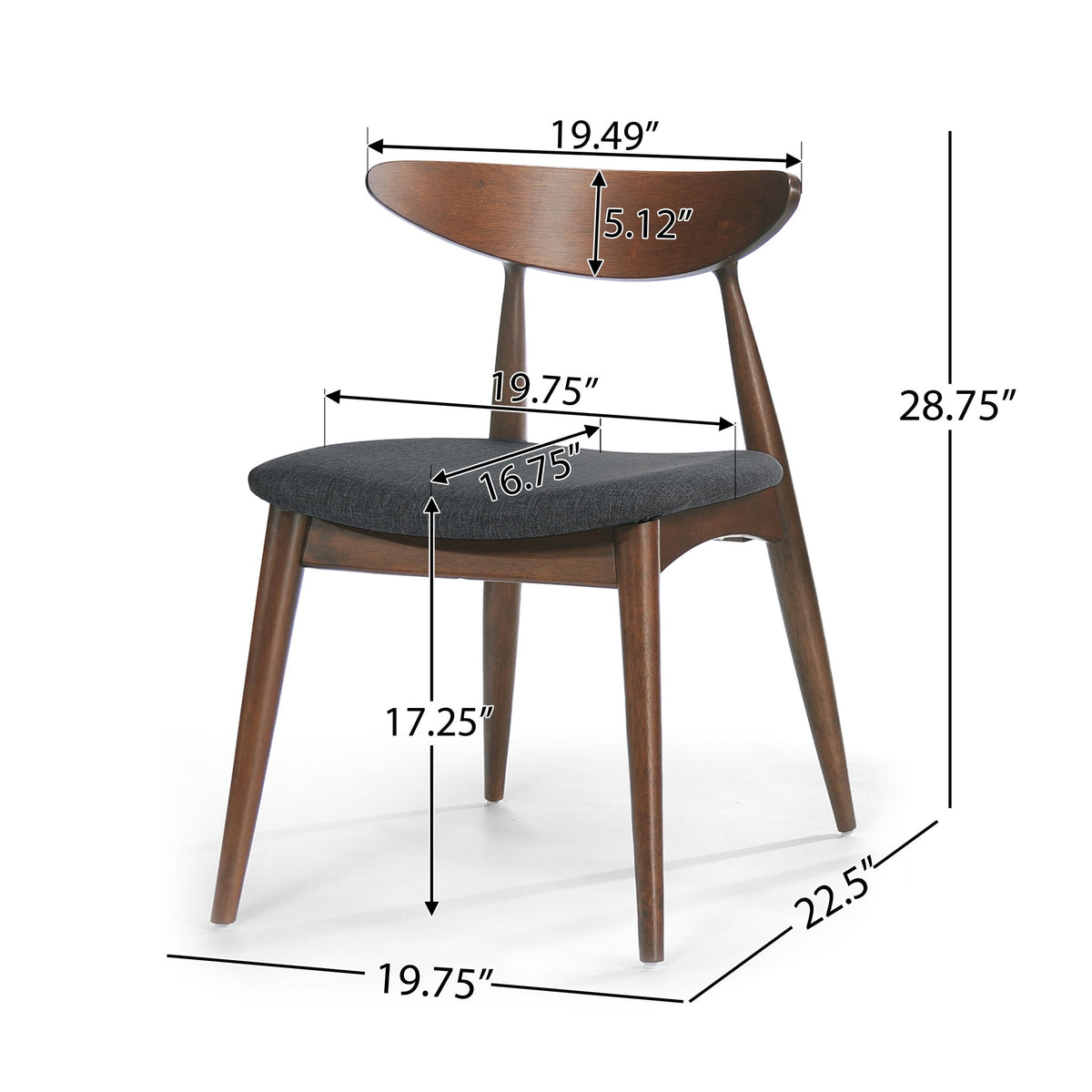 Retro Dining Chairs With Ergonomic Back (Set of 2)