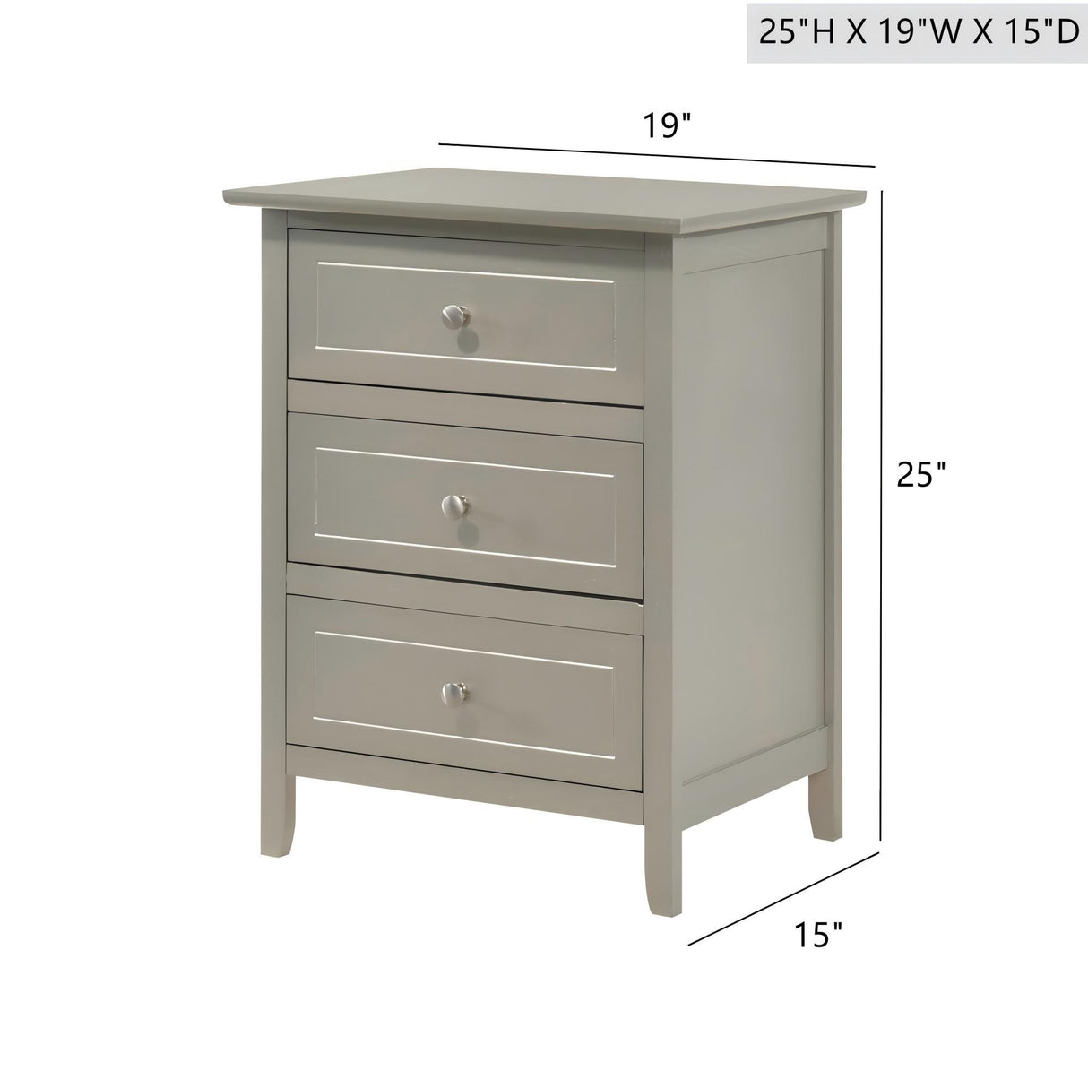 Daniel - 3 Drawer Nightstand