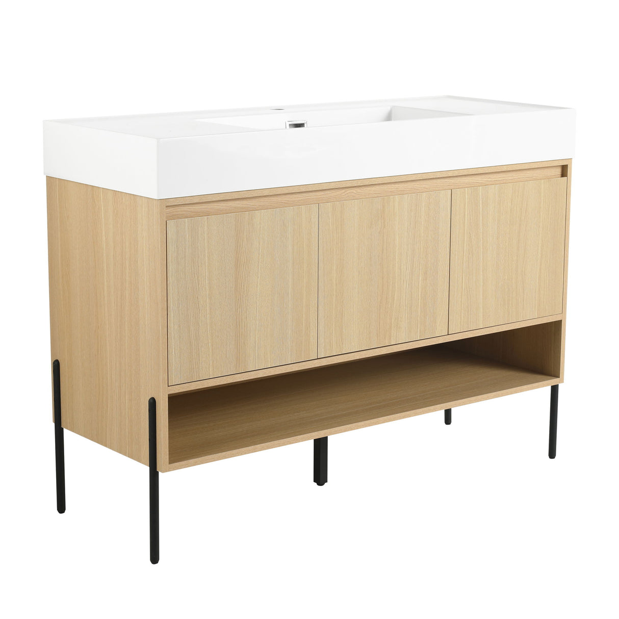 Modern Bathroom Vanity Combo With Single Resin Sink And Storage Cabinet