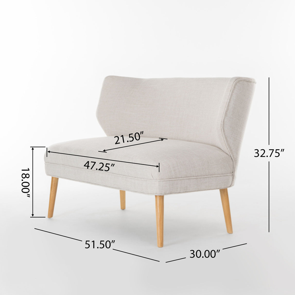 Elegant Classic Upholstered Loveseat With Curved Backrest