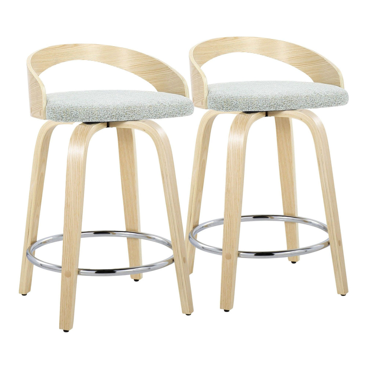 Grotto - Fixed-Height Swivel Counter Stool With Natural Wood (Set of 2)