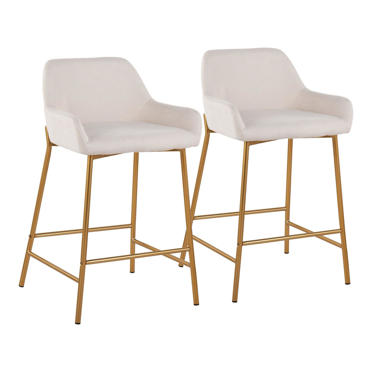 Daniella - Fixed-Height Counter Stool With Gold Frame (Set of 2)