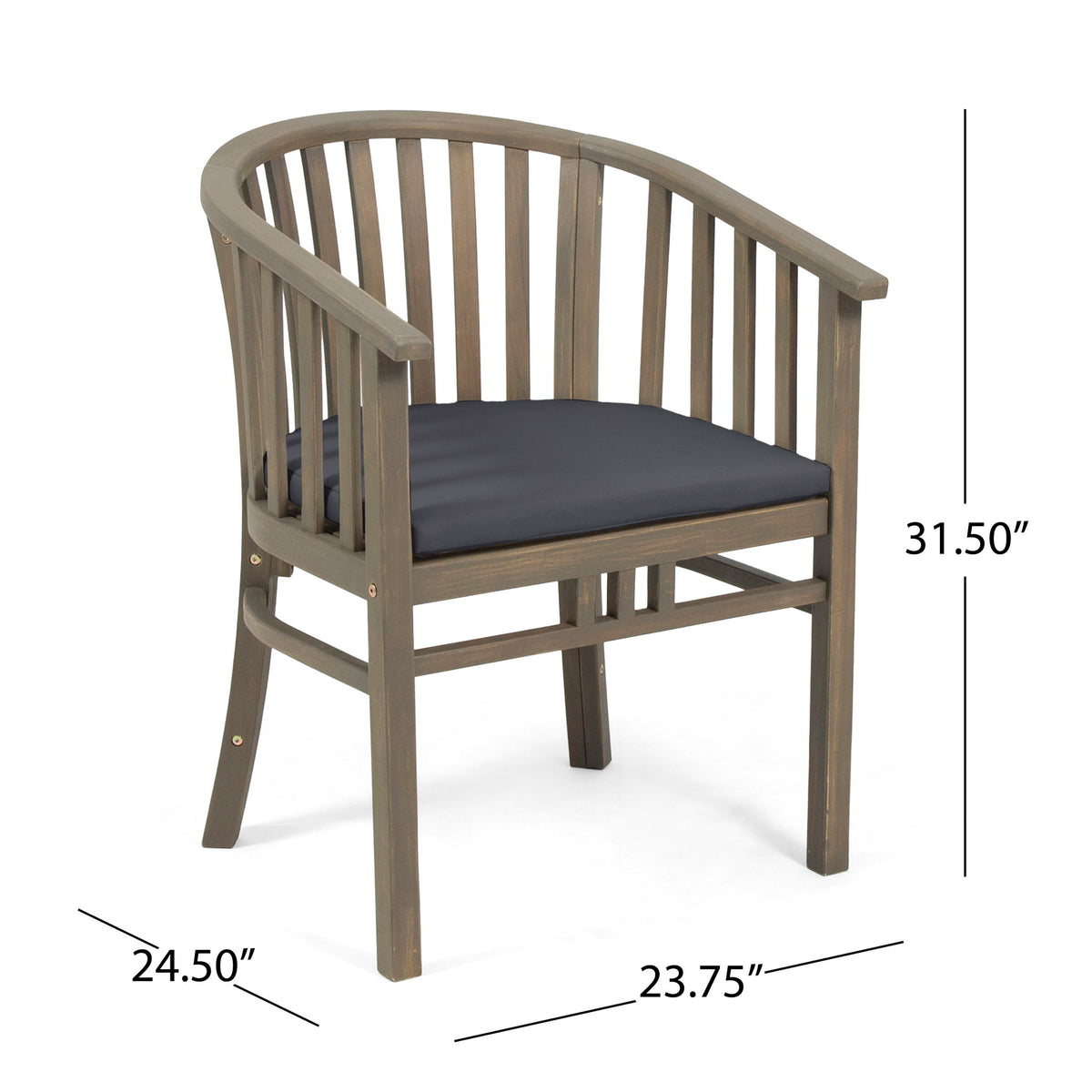 Outdoor Wooden Dining Chairs With Cushions (Set of 2)