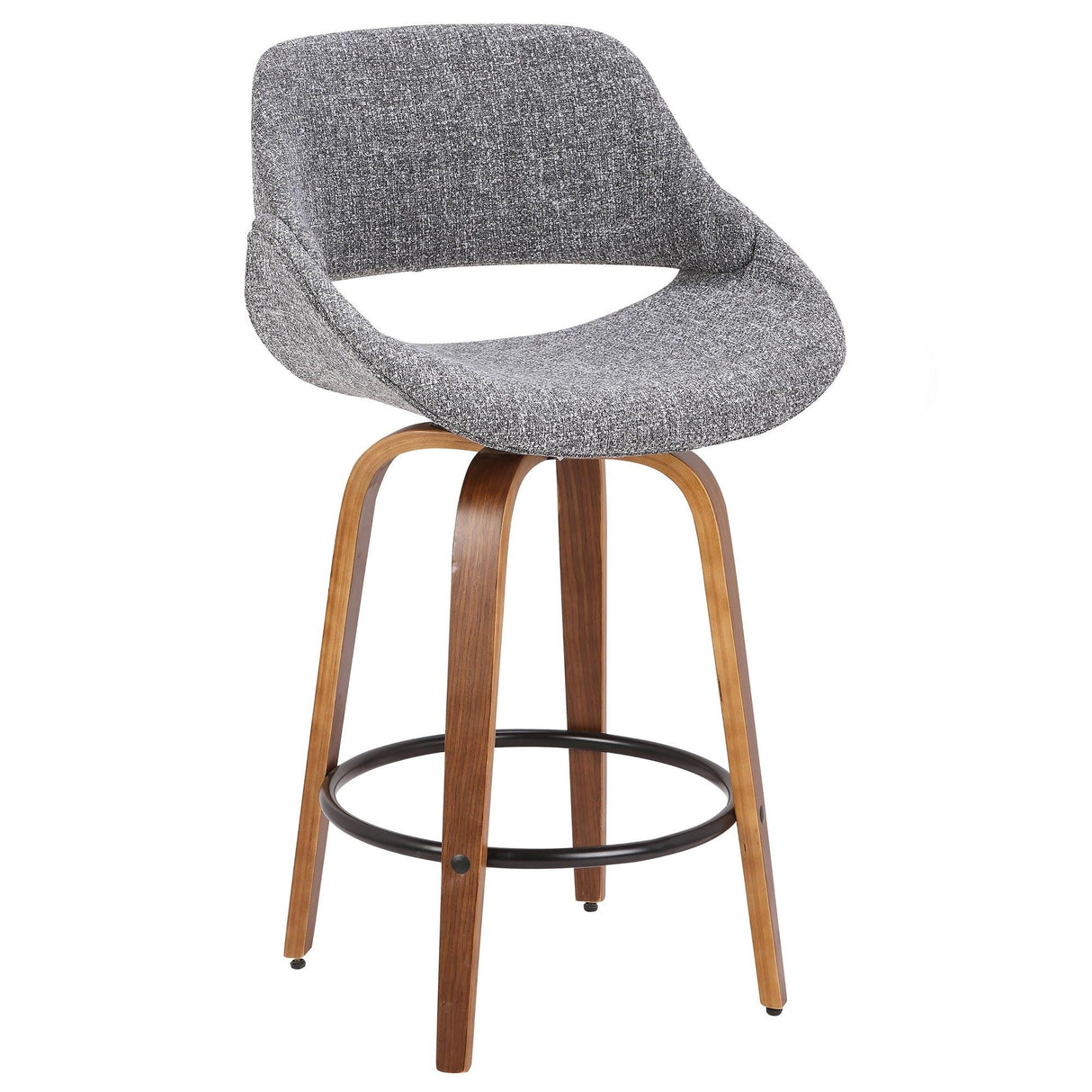 Fabrizzi - Mid-Century Modern Counter Stool - Walnut Frame