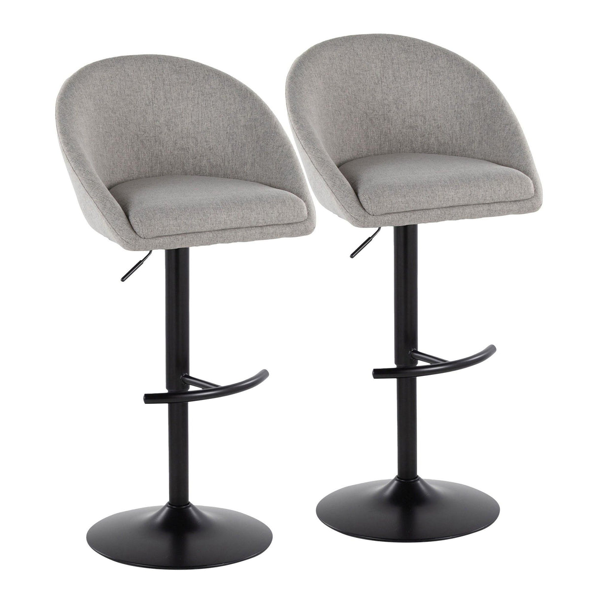 Matisse - Highback Adjustable Barstool With Rounded T Footrest (Set of 2) - Black Metal
