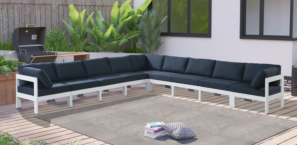 Nizuc - Outdoor Patio 9 Piece Modular Sectional With White Frame