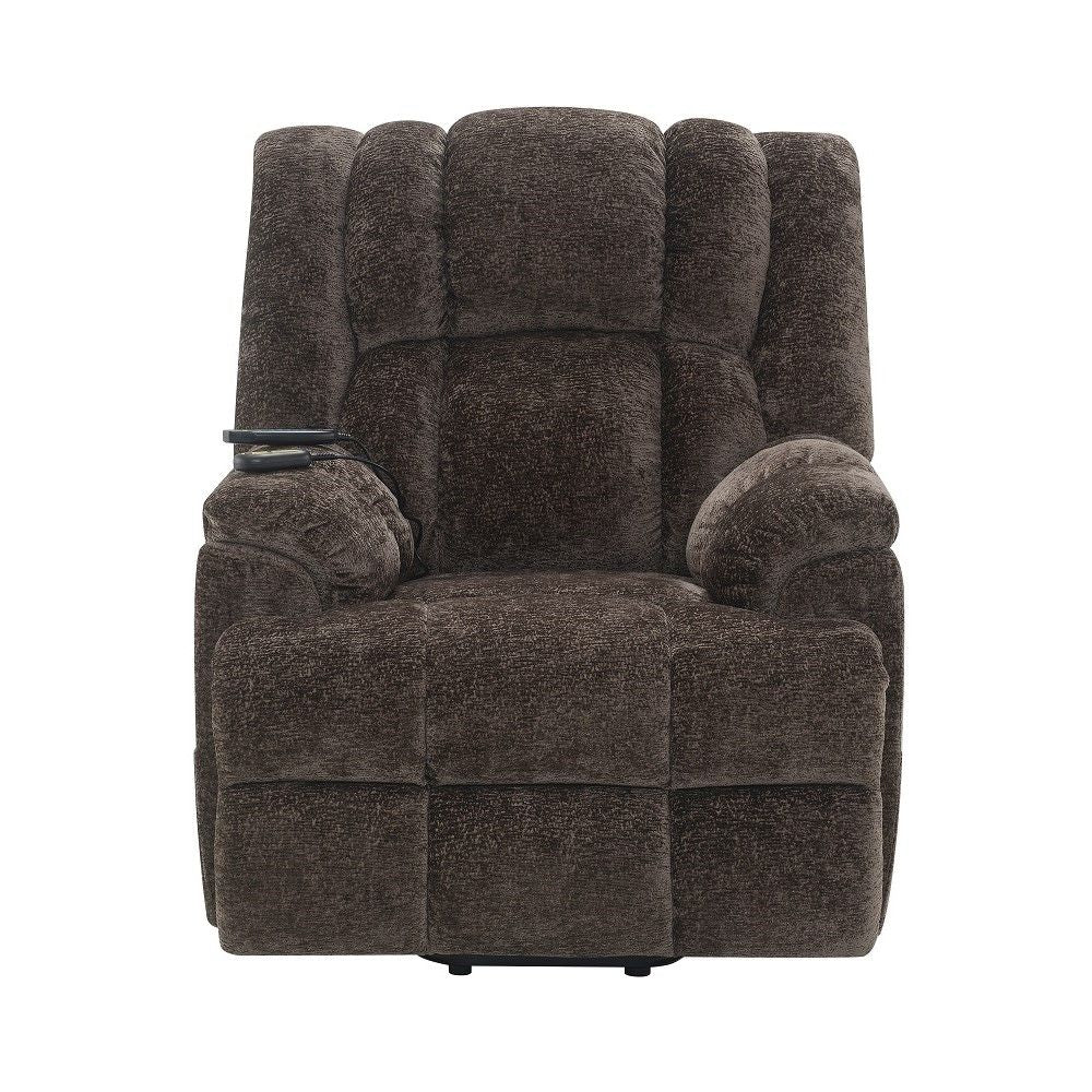 Pacay - Power Recliner With Lift & Heating & Massage - Brown Chenille