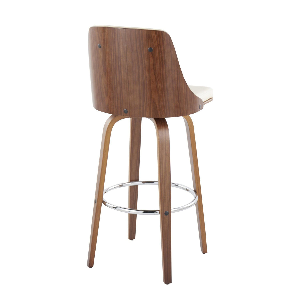 Gianna - 30" Fixed-Height Barstool (Set of 2) - Walnut Wood With Round Footrest