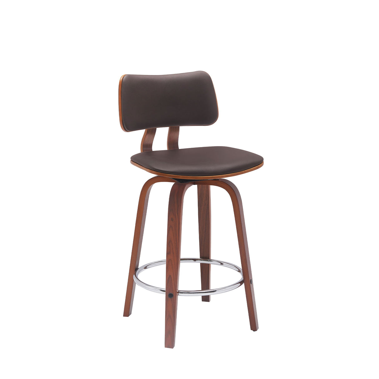 Pico - Swivel Walnut Wood Faux Leather Stool