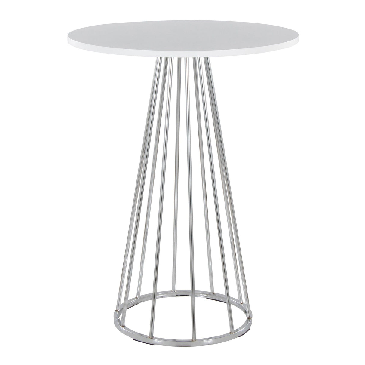 Canary - Counter Table - Chrome Metal, White Mdf