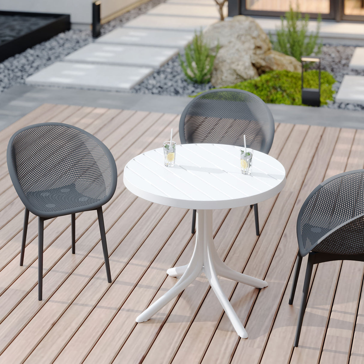 Modern Lounge Chair Set With Round Table