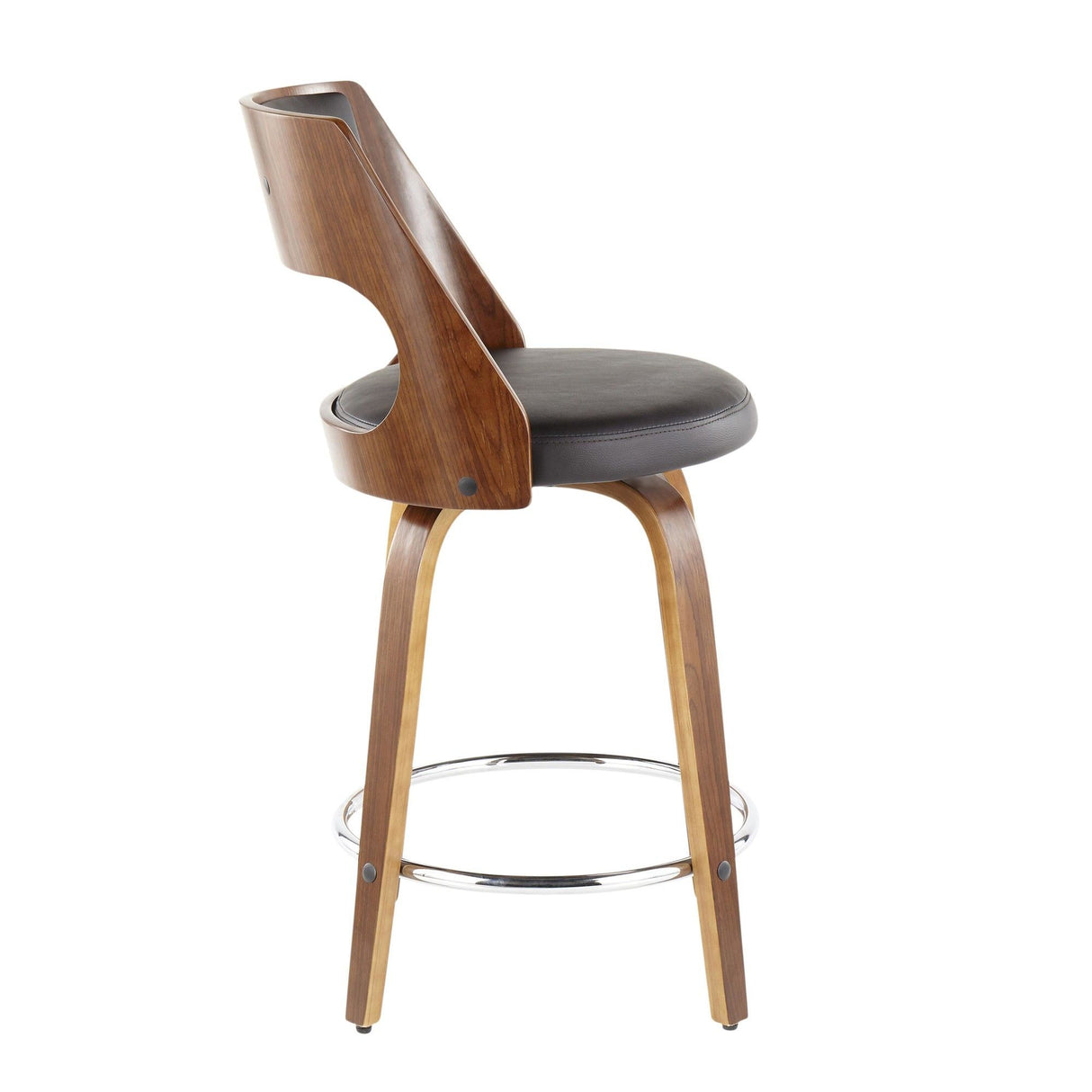 Cecina - Counter Stool With Swivel (Set of 2) - Walnut And Brown Faux Leather