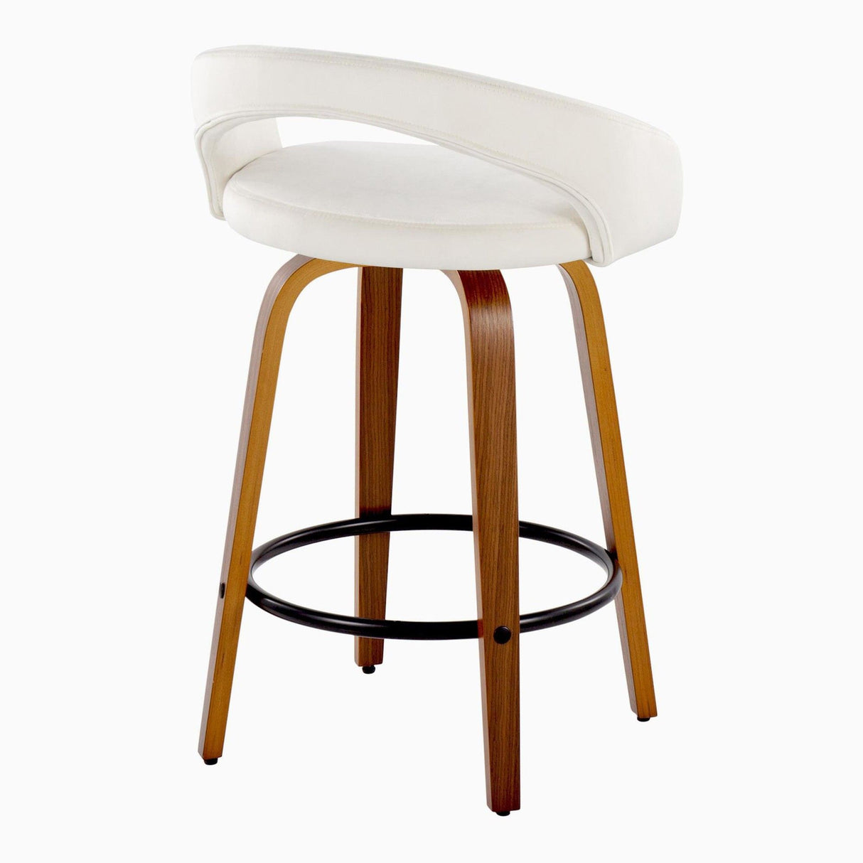 Grotto - 32.5" Upholstered Fixed-Height Counter Stool (Set of 2) - Walnut Wood Base