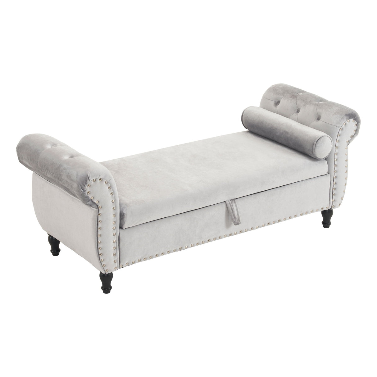 Luxurious Velvet Multifunctional Storage Ottoman Bench With Pillow