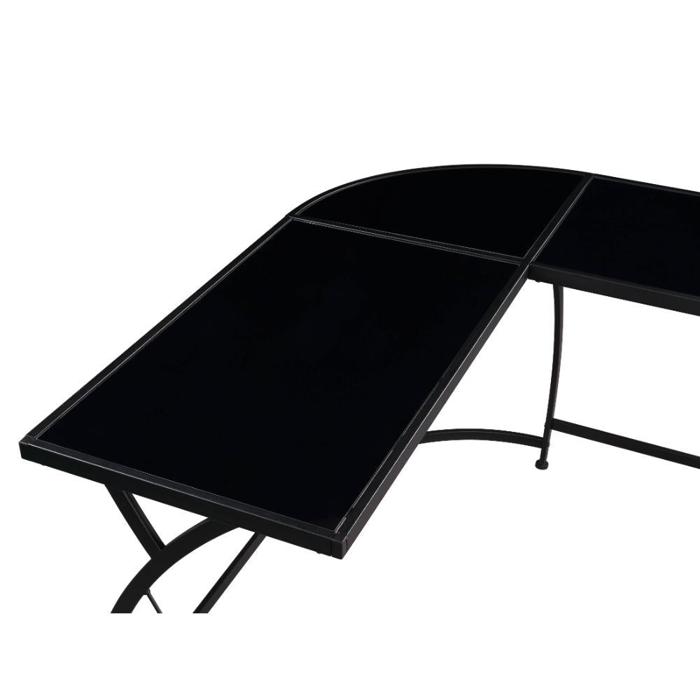 Janison - Writing Desk - Black Glass & Black