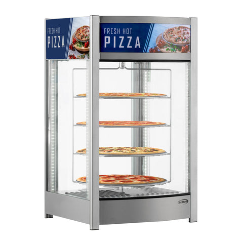 18 in. Commercial Pizza Display Warmer for 12 in. Pies with 4 Rotating Racks in Stainless-Steel (KM-HPD4-12)
