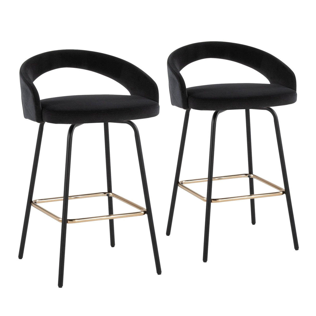 Grotto - Upholstered Fixed-Height Counter Stool - Black Metal
