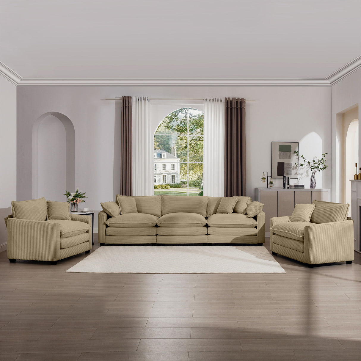 Elegant Oversized Sectional Sofa Set With Deep Seats And Flexible Layout