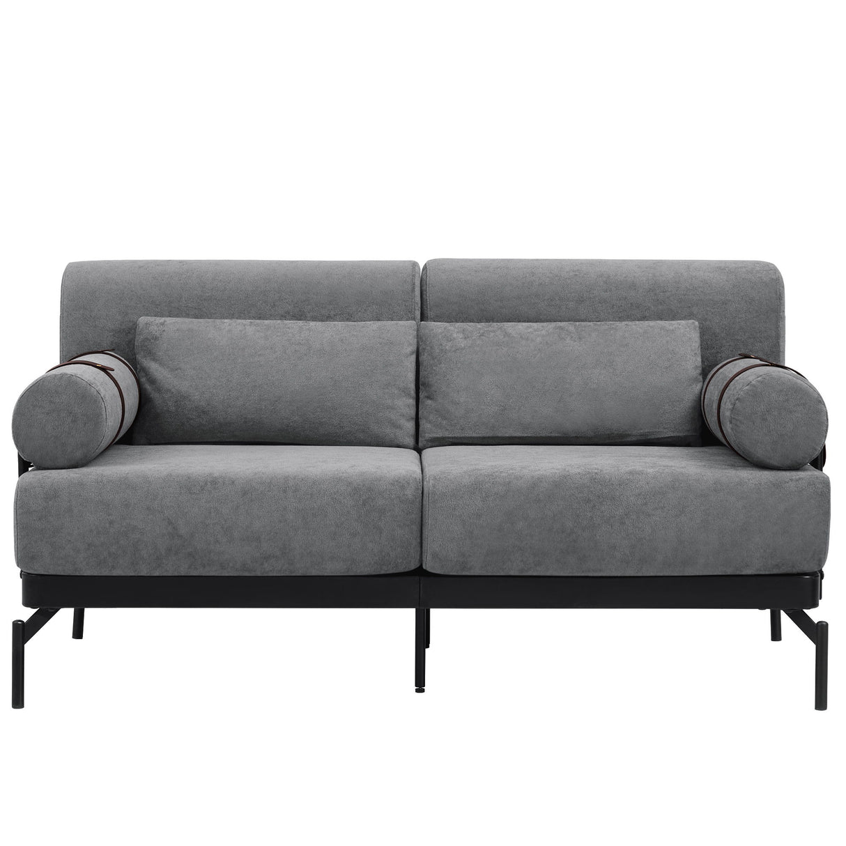 Modern Loveseat Sofa 2 Seater With USB Ports, Cylindrical Armrests