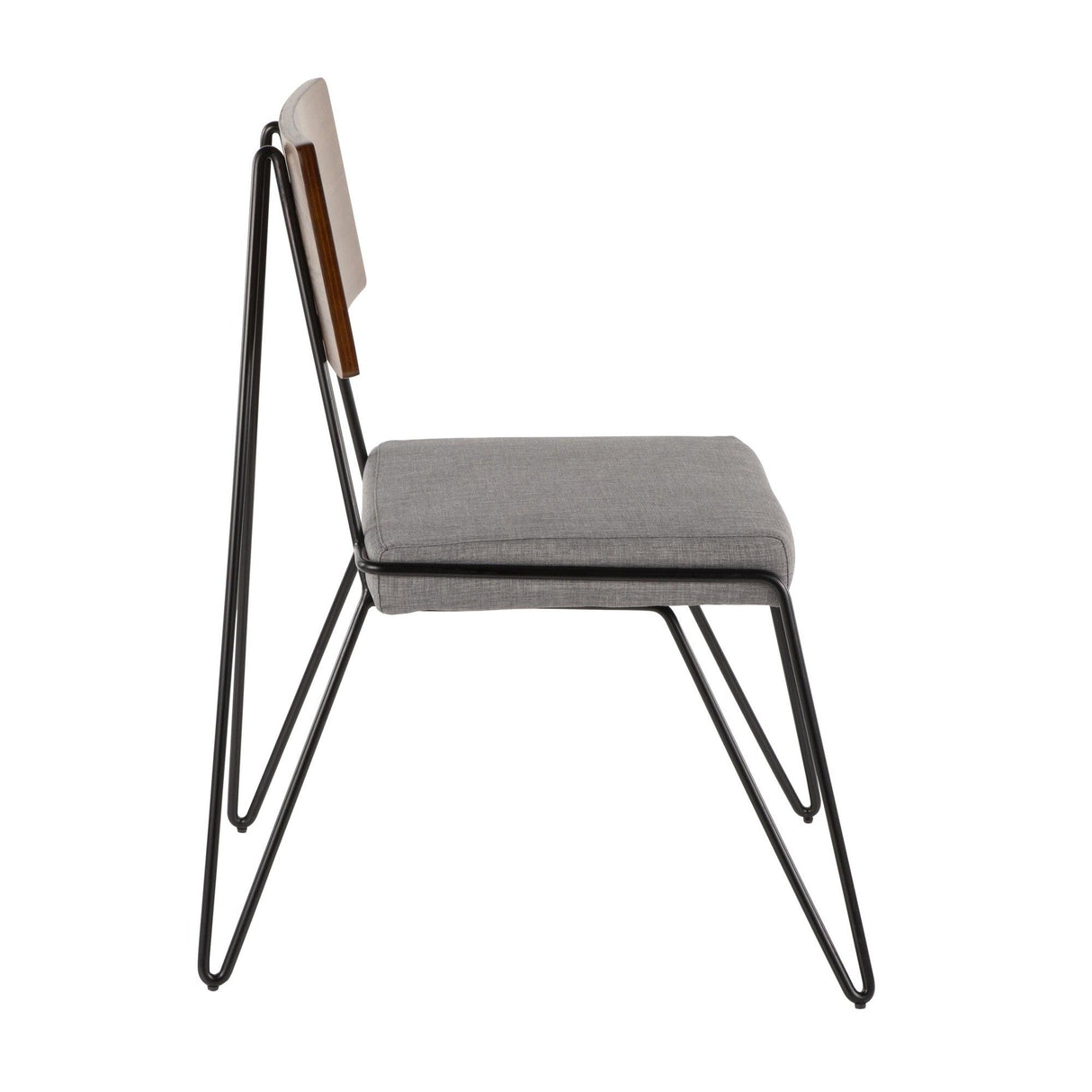 Loft - Chair - Black Metal With Gray Fabric And Walnut Wood Accent (Set of 2)