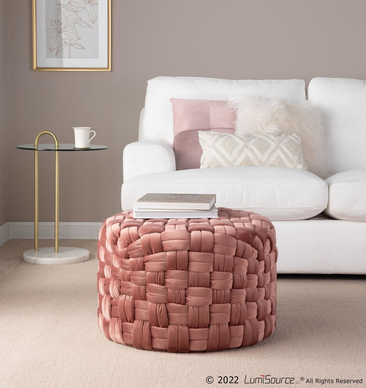 Braided - Round Velvet Ottoman
