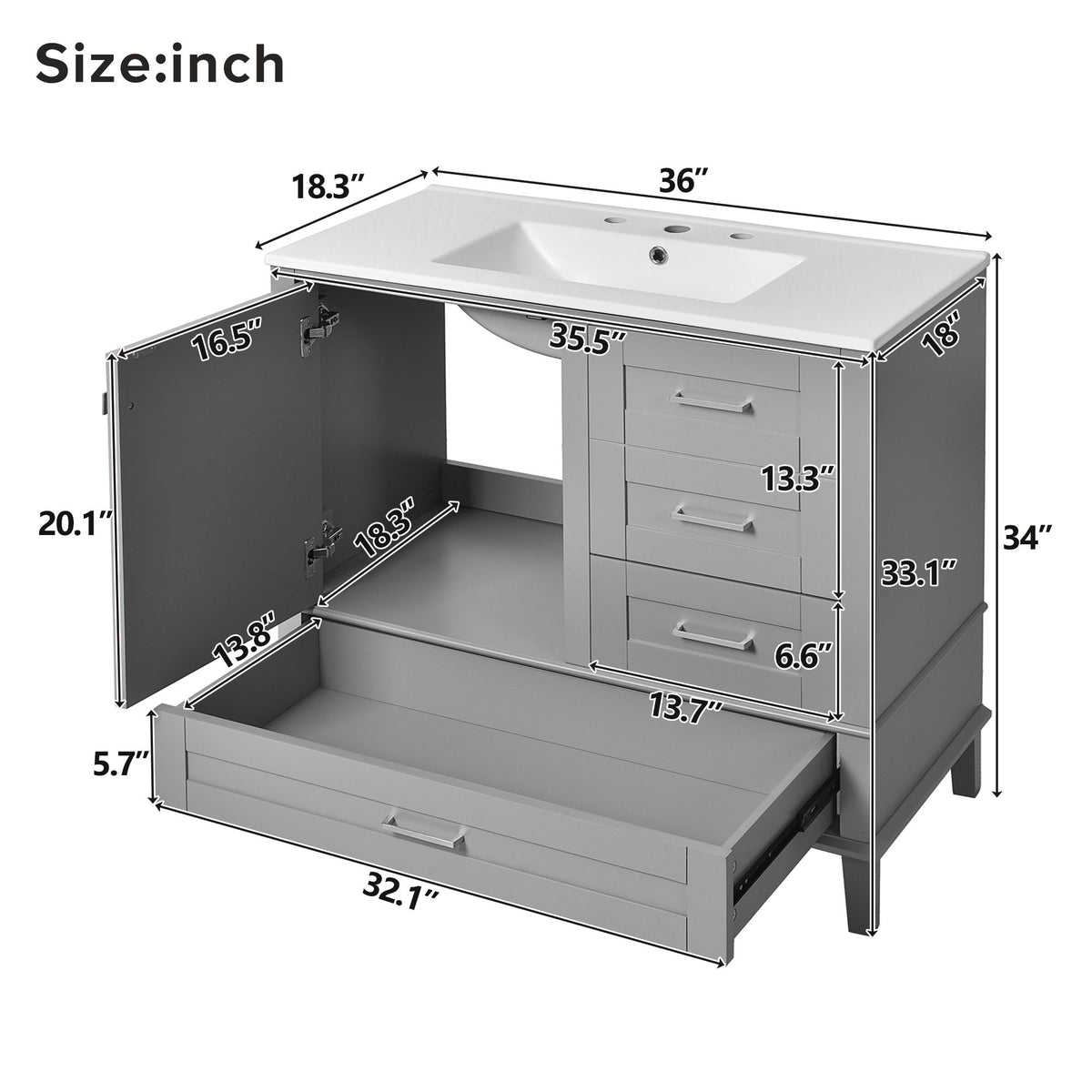 Traditional Bathroom Vanity Set With Soft Close Doors