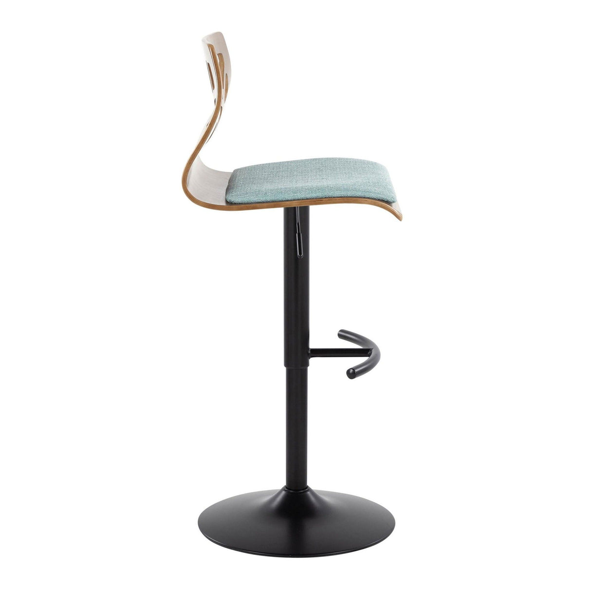 Folia - Adjustable Swivel Barstool (Set of 2) - Black Metal And Walnut Back
