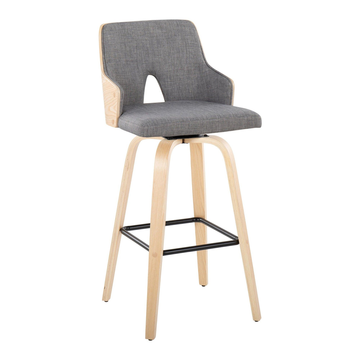 Stella - Contemporary Fixed-Height Swivel Barstool (Set of 2) - Natural Wood