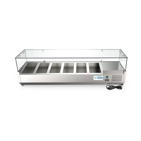 59 in. Six Pan Refrigerated Countertop Condiment Prep Station - SCDC-6P-SG