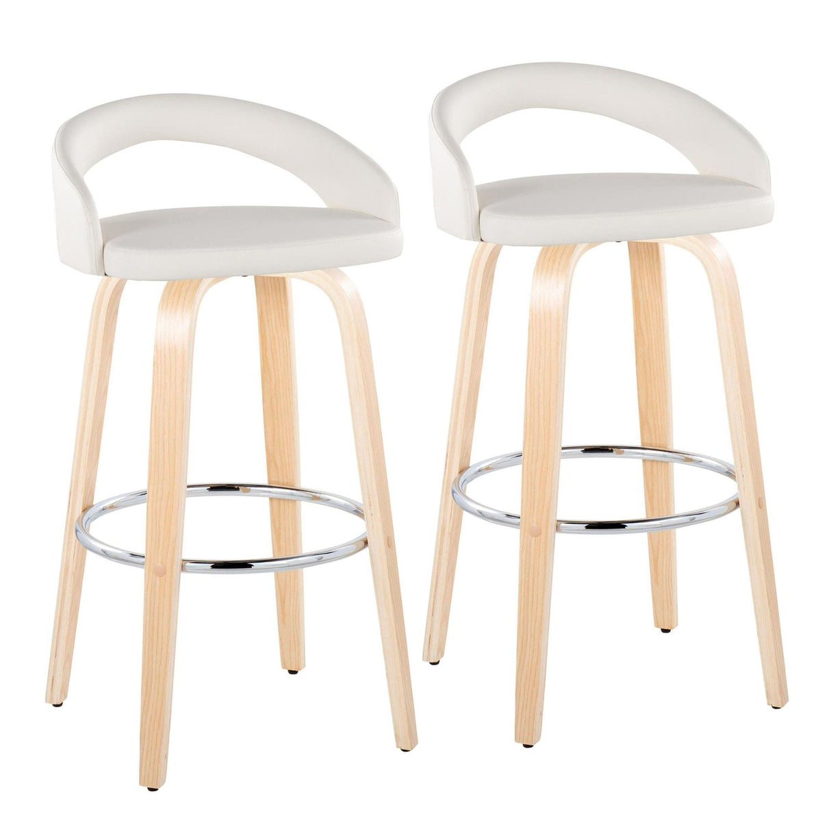 Grotto - 30" Upholstered Fixed-Height Barstool (Set of 2) - Natural Wood