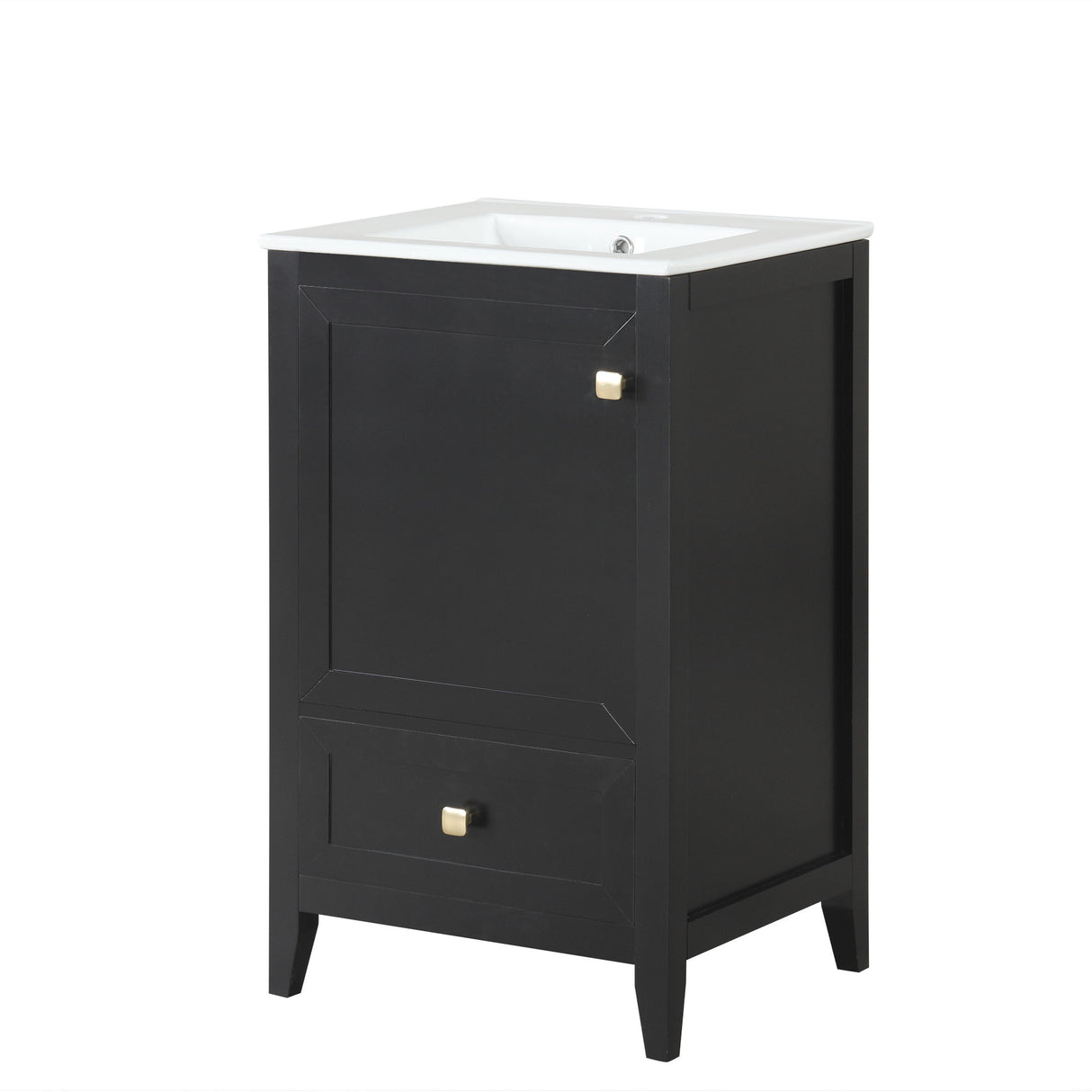 20" Bathroom Vanity With Sink Cabinet With Soft Closing Door, Drawer & Storage Rack - Black
