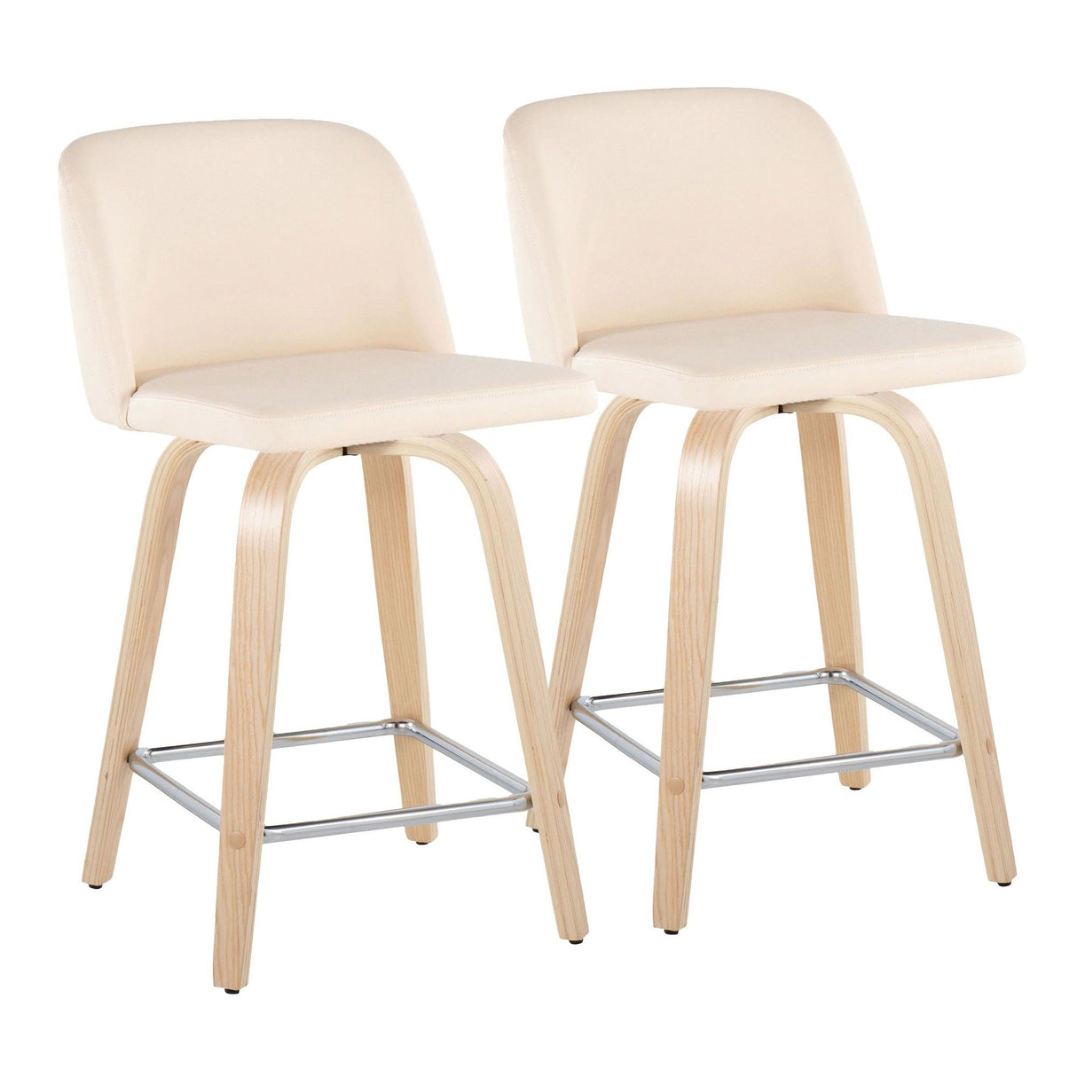 Toriano - 24" Fixed-Height Counter Stool (Set of 2) - Natural And Cream