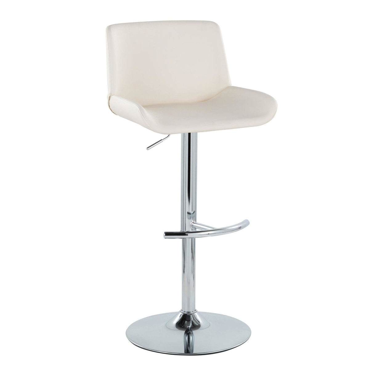 Santi - Upholstered Adjustable Barstool With Swivel And Rounded T Footrest (Set of 2) - Chrome Metal