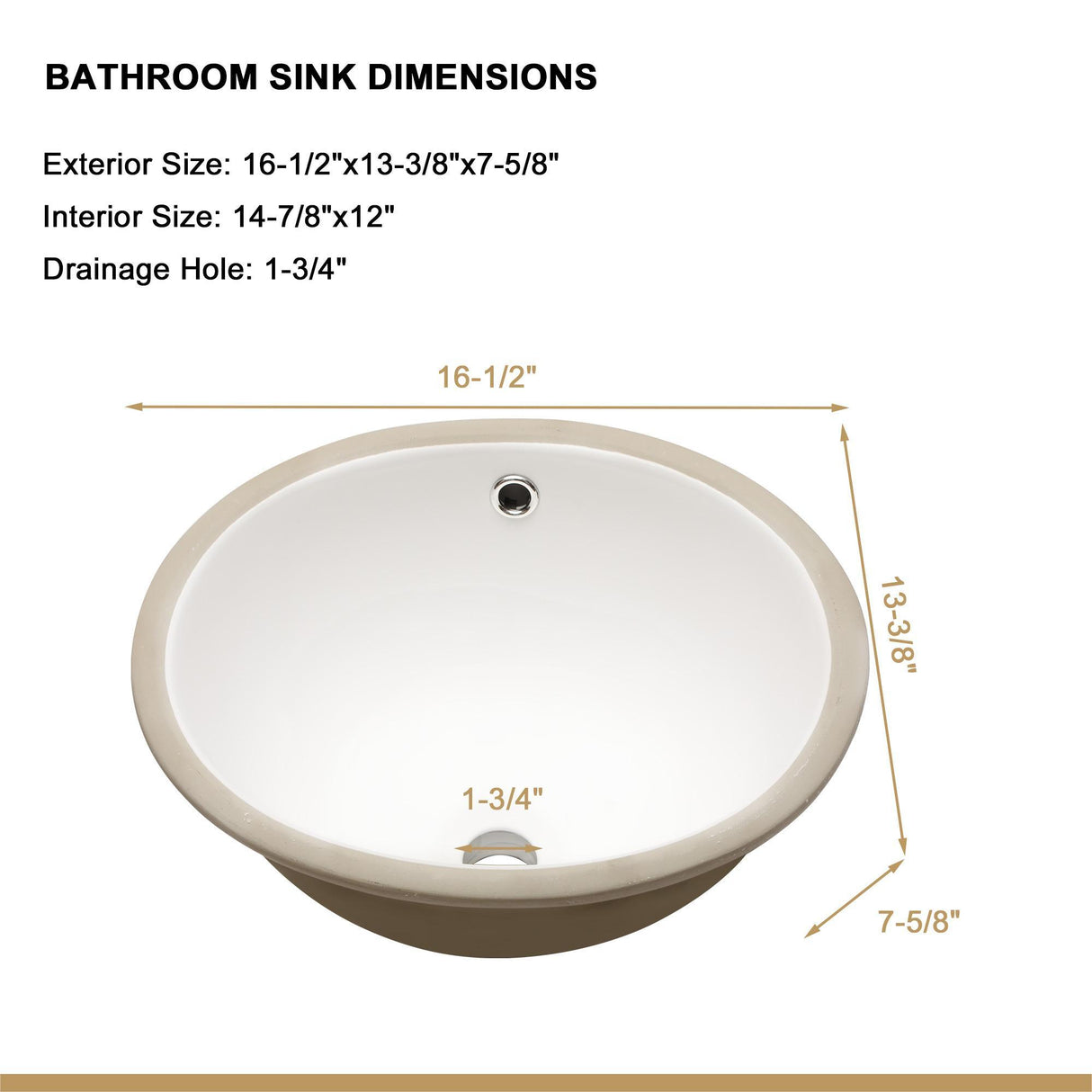 Elegant Ceramic Oval Undermount Bathroom Sink With Overflow