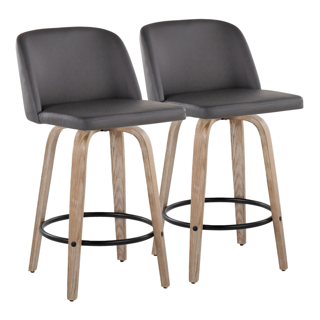 Toriano - 26" Fixed-Height Counter Stool (Set of 2) - Gray And Light Brown