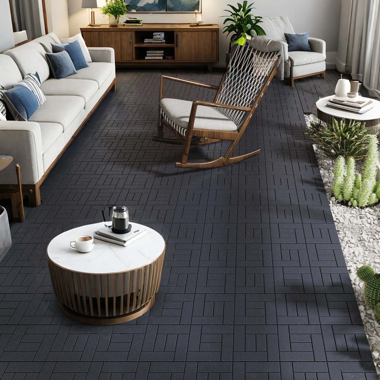 Patio Diy Module Interlocking Decking Tiles Floor, Outdoor And Indoor, Easy And Quick Installation