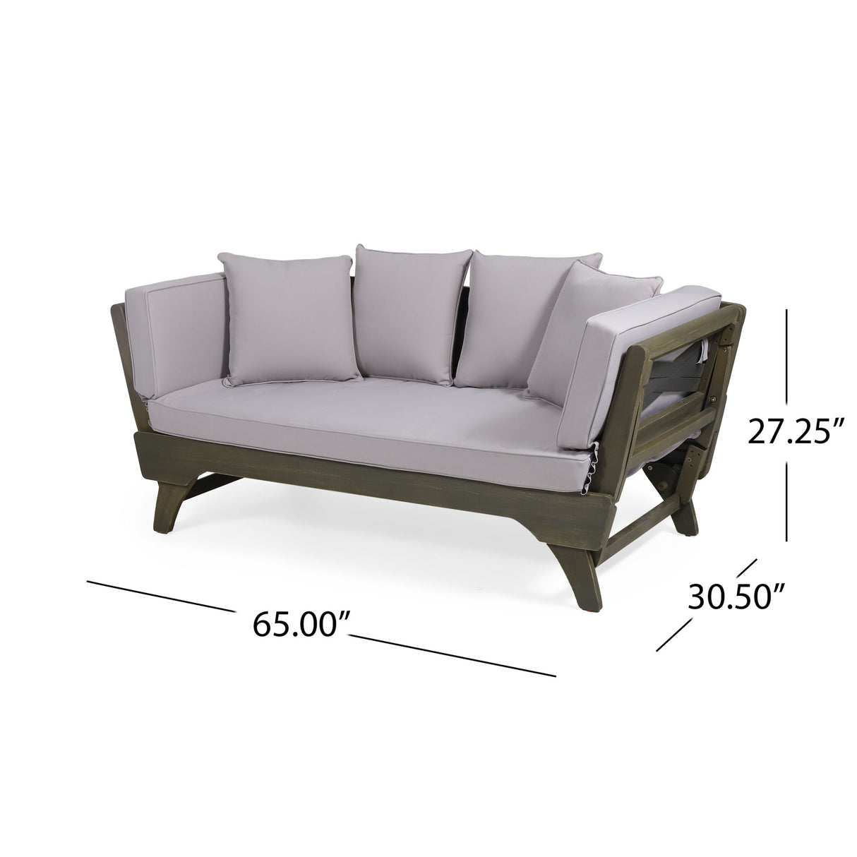Outdoor Acacia Wood Expandable Daybed With Cushions